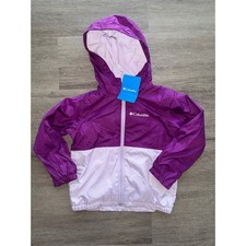 NWT Columbia Girls Fleece Lined Purple Two Toned Windbreaker Jacket, XXS
