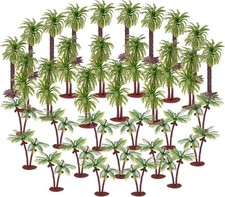 35PCS Miniature Coconut Palm Trees Artificial Model Plastic Fake Trees for