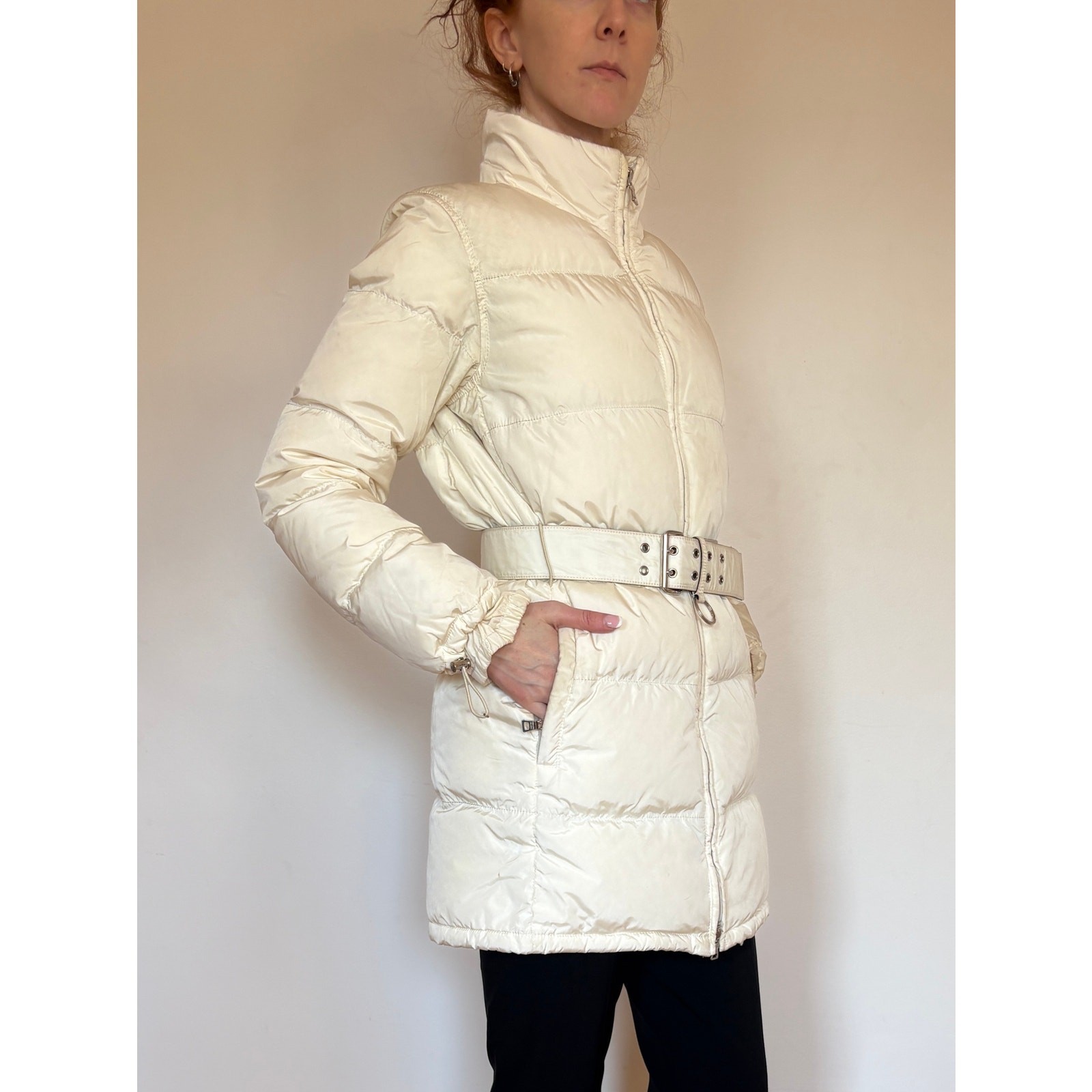 Prada Down Coat with White Fur Collar thumbnail 2