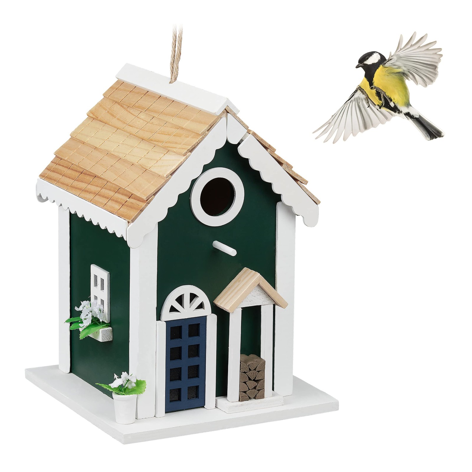 Mangeoire d'extérieur pour oiseaux suspendre nichoir en bois abri jardin