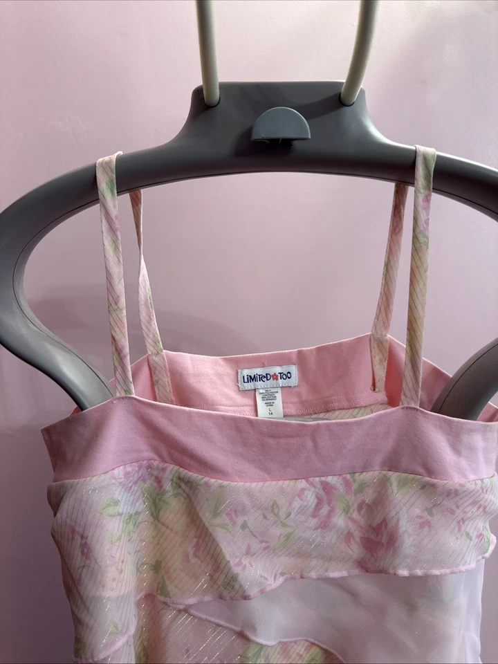 Vintage Y2K Limited Too Pink Ruffle Top Girls L 14 - Image 4 of 4