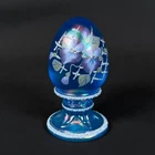 Fenton Celeste Blue Egg Hand Painted Signed #181/2000 carnival glass
