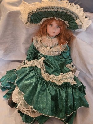 Porcelain  Rustie  Doll 30''  Green Eyes/Dress Red Hair Danbury Mint Rare/HTF