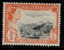 Swaziland 1956 Queen Elizabeth II ½d black and orange SG53 MNH