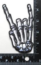   SKELETON HAND HORNS UP DEVIL HORNS HAND GESTURE EMBROIDERED IRON ON PATCH