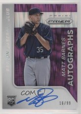 2015 Panini Prizm Purple Flash Prizm 16/99 Matt Barnes #63 Rookie Auto RC 6we
