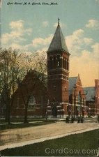 Flint, Michigan MI Court Street M.E. Church Antique Postcard 1c stamp Vintage