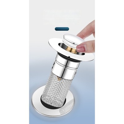 Copper Core Push Up Sink Stopper with 304 Stainless Steel Mesh Filter Compatible