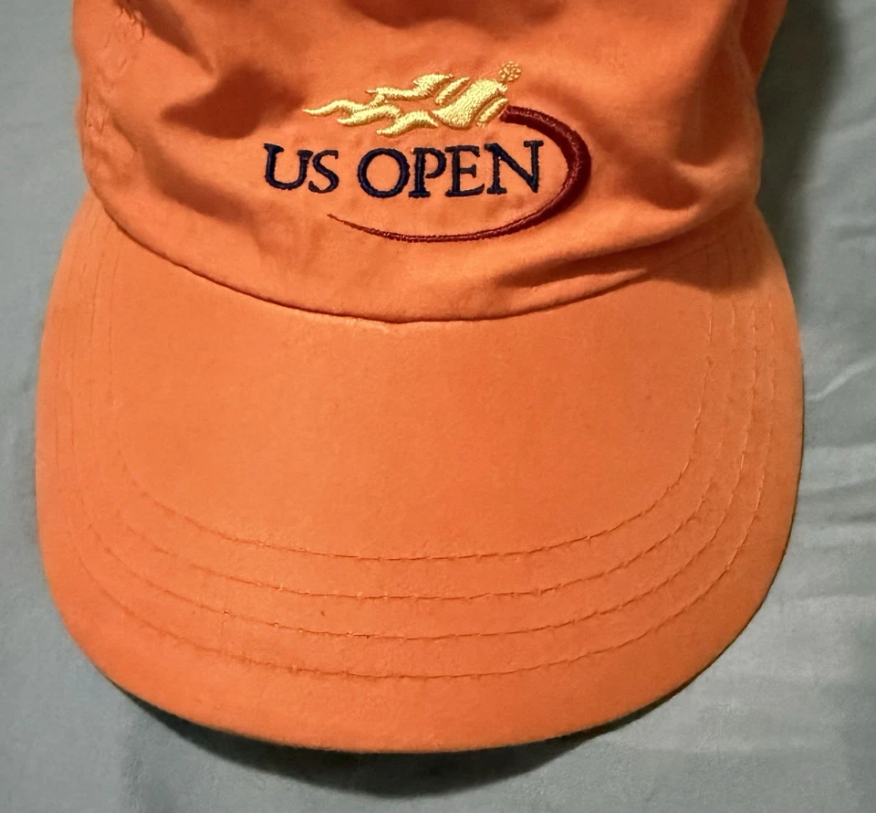 Wilson Tenis US Open Años 90 Vintage Naranja Poliéster Correa Trasera Sombrero Foto 2 de 4