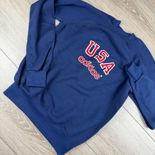 Adidas Mens Sweatshirt Vintage USA Trefoil Logo Navy Blue M