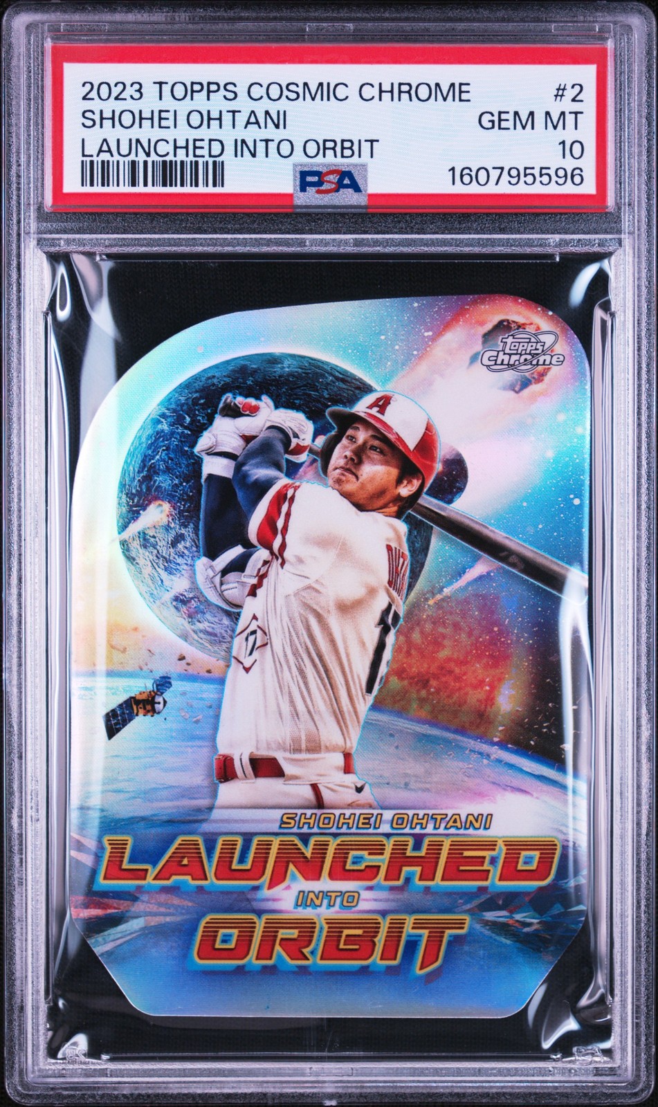Shohei Ohtani #LIO-2 Baseball Cards 2023 Topps Cosmic Chrome Launched Into Orbit trading card — raw and PSA graded price guide