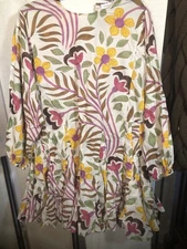 Rhode Ella Dress In Thread Embroidery Size M Missing Belt Tiered Ruffle Mini