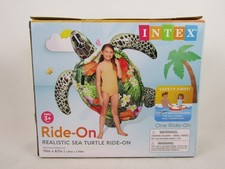 Intex Realistic Sea Turtle Inflatable Ride On-75"x67"-Handles-Pool Float-EUC