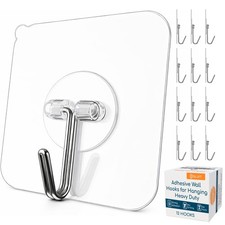 Adhesive Wall Hooks for Hanging Heavy Duty 22 lbs Hooks for Walls No Drill, T...