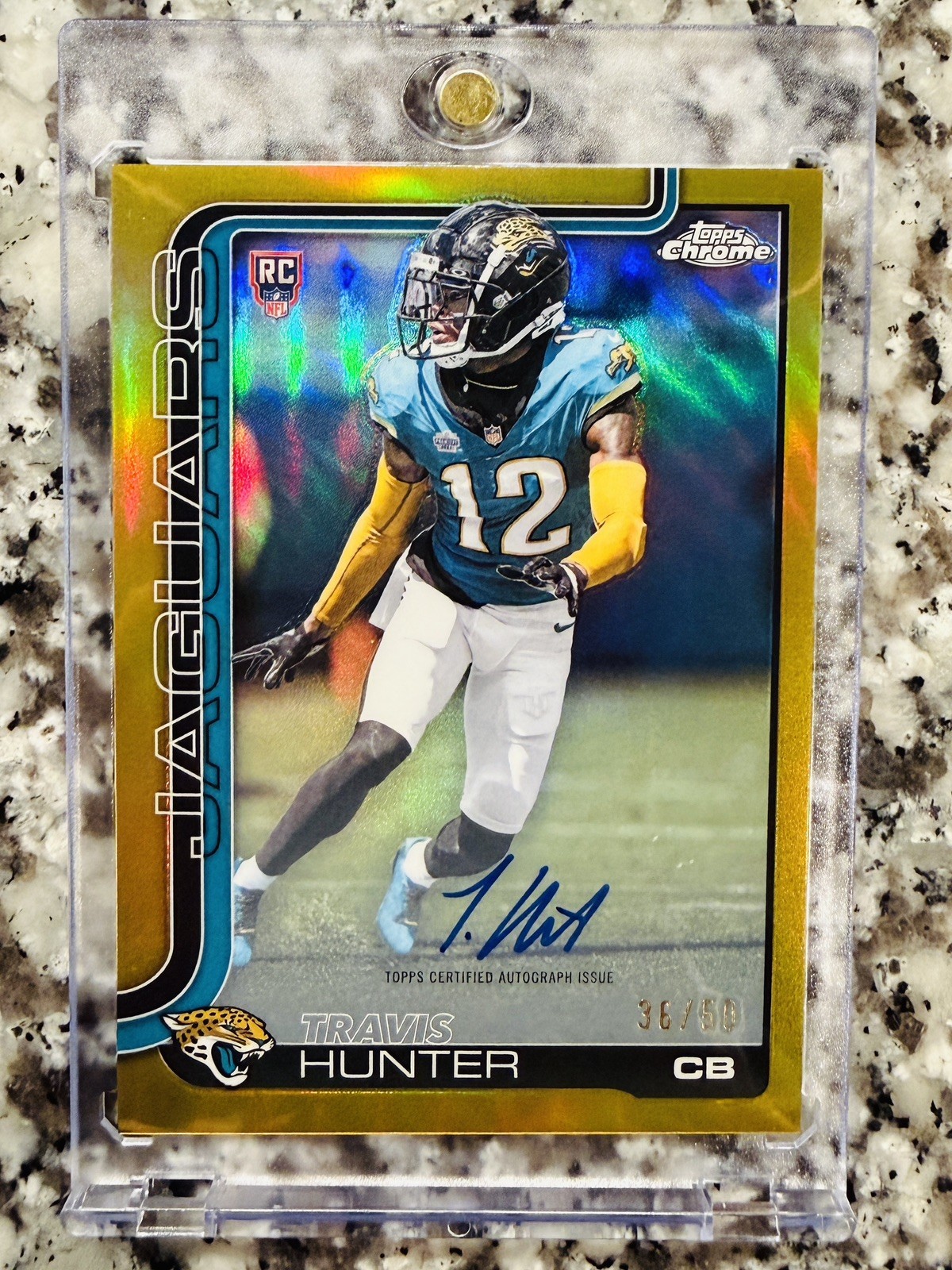 2025 Topps Chrome Football - Travis Hunter Gold Variation Auto /50 - True Gold