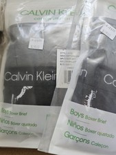 4 Pair Calvin Klein boxer brief Boys Small 6/7 Black Gray CK briefs 2 Pack X 2