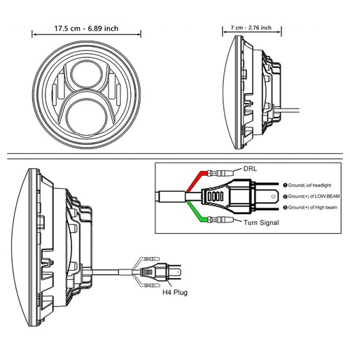 1Pcs White 7 Inch Car Motorcycle LED Headlight With DRL/Turn Signal/Low Bea HOT - Picture 3 of 12