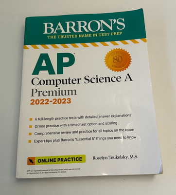 AP Computer Science A Premium 2022-2023 Barron's Test Prep Book