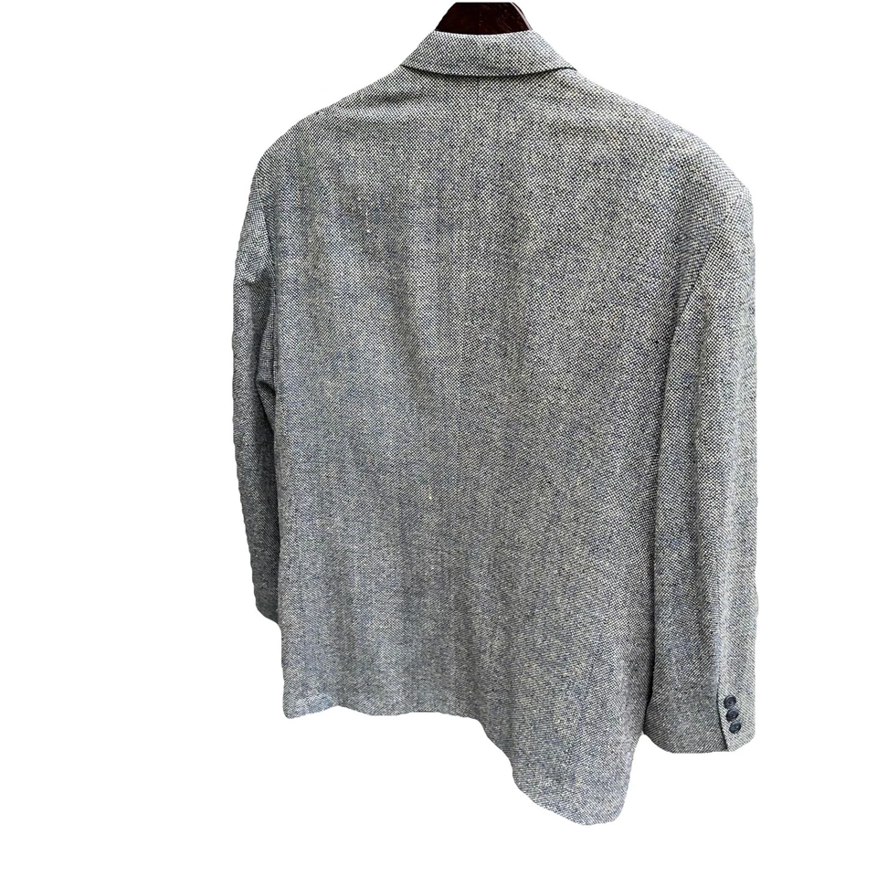 Blazer Vintage Norm Thompson Para Hombres 44 R Harris Tweed Lana Años 90 EE. UU. Azul Gris Foto 2 de 4