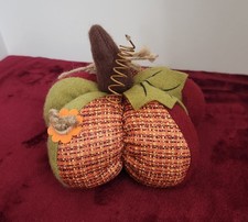 Fabric Pumpkin Plush Fall Harvest Halloween Thanksgiving Country Patchwork Decor