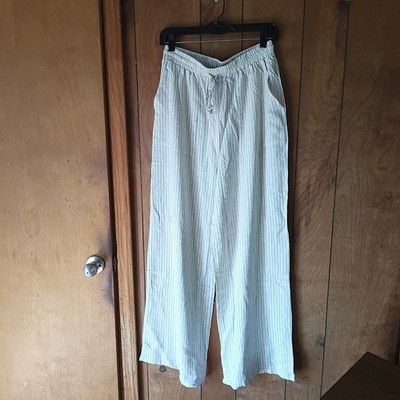 Alice Rosen Linen Blend Pants Size M NWT White Flowy Wide Leg Elastic Waist