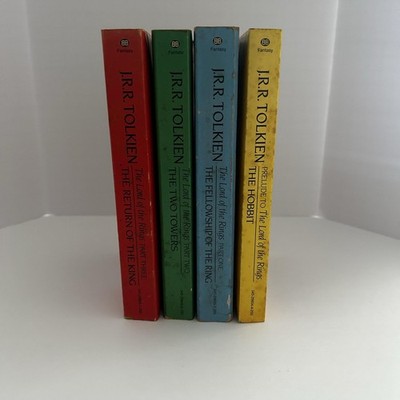 Vintage J.R.R. Tolkien Hobbit LOTR 4 Book Set Ballantine PB Silver Jubilee