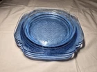 4 Federal Glass MADRID Madonna Blue Dinner Plates 10½ Depression Glassware A943