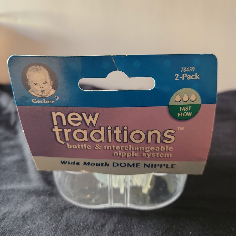 Gerber VINTAGE  New Traditions Classic Nipple FAST FLOW SURE FLOW LESS AIR 