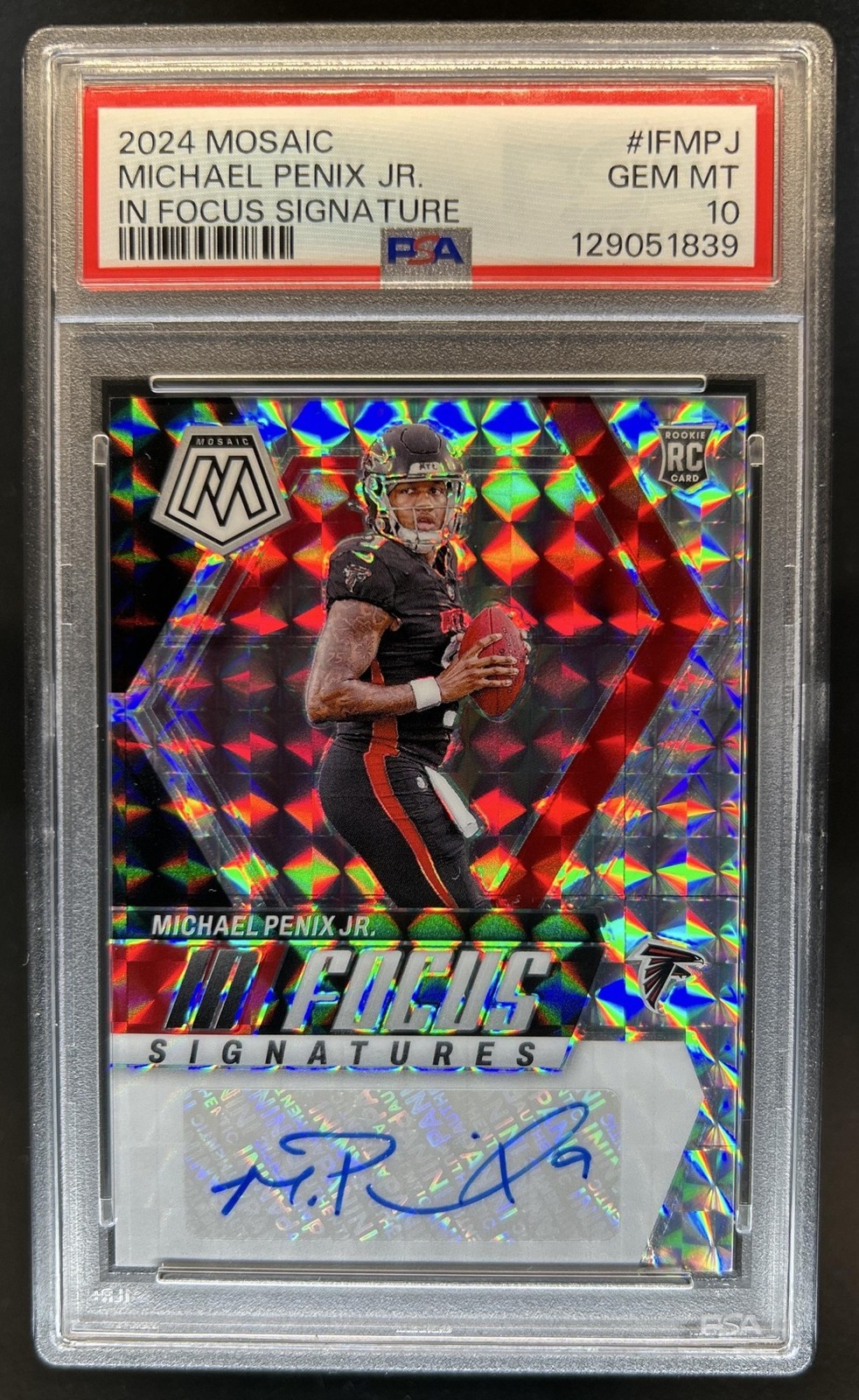 Michael Penix Panini Mosaic in Focus Signatures #IFMPJ Base
