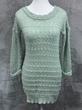 Pink Rose Boho Fisherman Knit Fairy Sweater Dress Small Mermaid Soft Girl Hippie