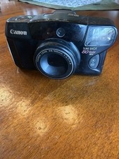 Canon Sure Shot 80 Tele 35mm Film Camera Black with Built-In Flash READ DESCR.