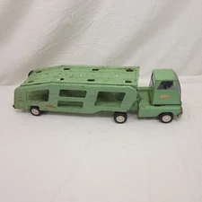 Vintage Mini-TONKA Mint Green Pressed Steel Light Green Car Hauler Carrier Toy