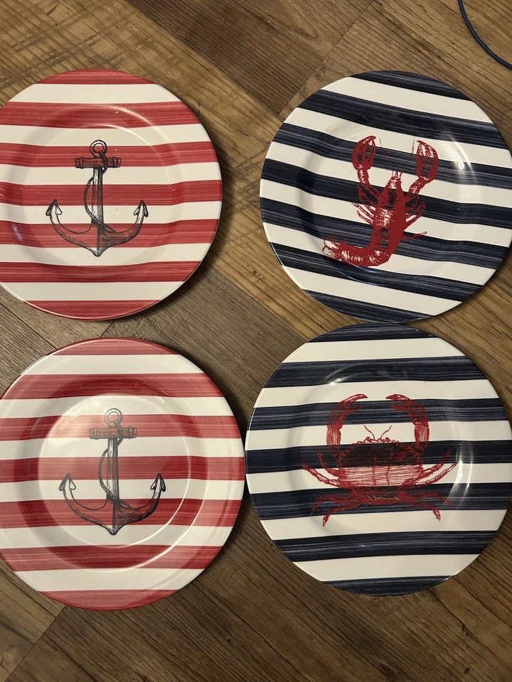 Набор из 6 меламиновых якорей Sur La Table 9 дюймов для салата десерта тарелок якорь - Изображение 2 из 4