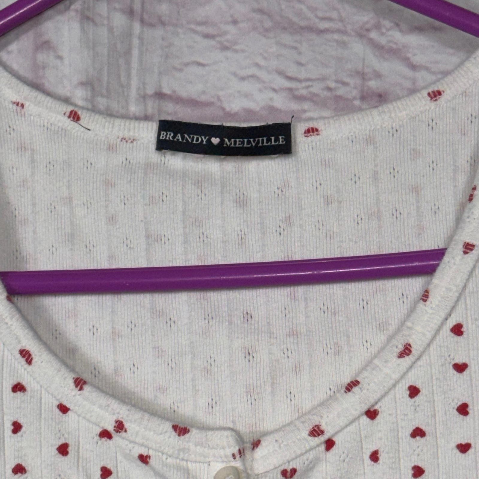 Brandy Melville Heart Pattern Button-Up Shirt Siz… - image 3