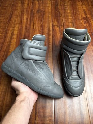 Maison Margiela Future Hightop Grey Strap Mens Leather Sneakers - Size 41MM 8US