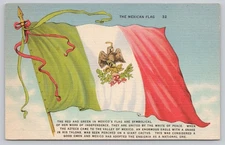 Vintage Linen Postcard The Mexican Flag by Sandoval News Service