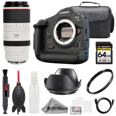 Canon EOS R1 + RF 100-500mm f/4.5-7.1L IS USM Lens +64GB+ UV Filter- Basic Kit