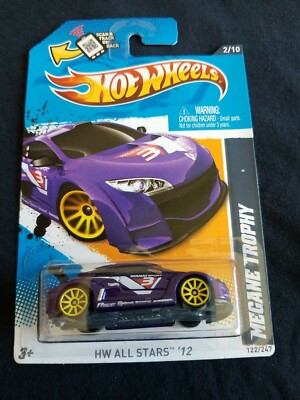 2012 Hot Wheels RENAULT MEGANE TROPHY Purple 122/247 GREAT CARD All Stars
