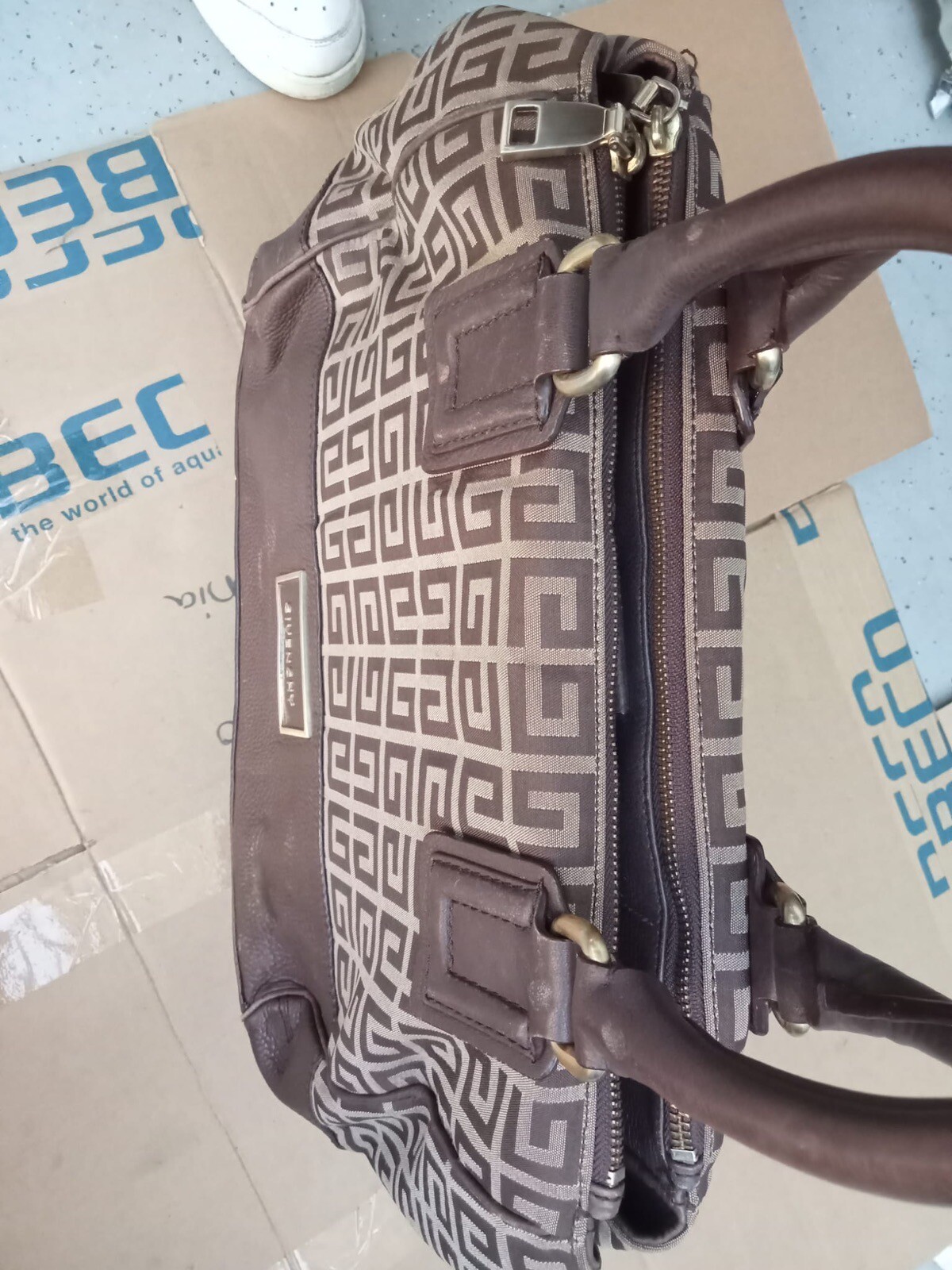 Givenchy Monogram Canvas Leather top handles tote Bag eBay