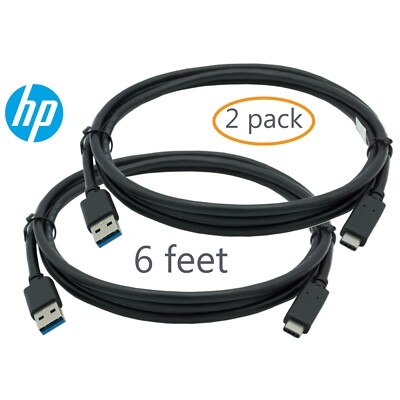 New lot of two (2) HP USB 3.1 Type C Male to Type B Male Cables - 6 feet