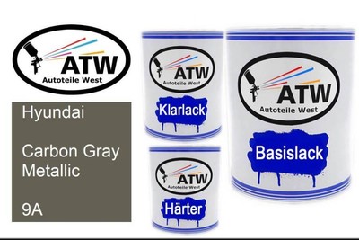 Hyundai, Carbon Gray Metallic, 9A, 1L Lackdose + 1L Klarlack + 500ml Härter - Se