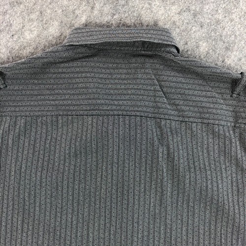 Rock & Republic Men Button Up Shirt Large Gray Striped Long Sleeve Metal Buttons - Picture 7 of 12