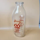Jersey Dairy FARM FRESH Milk Bottle Jersey Creamery  Vintage Glass Quart