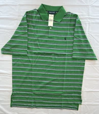 NWT Polo Golf Ralph Lauren Green Blue Horizontal Striped Polo Shirt Men's Large