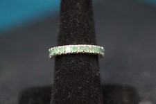 925 Sterling Silver Size 7 Light Green Round CZ Band Ring 3.9 Grams RIN8796 