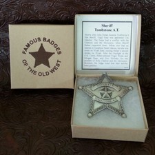Old Western  Sheriff Tombstone A.T. Badge BOXED