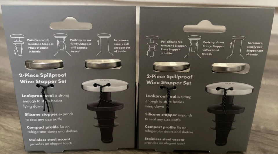NUEVO (2) OXO Softworks 2 piezas tapones de silicona a prueba de derrames para botellas de vino Foto 3 de 4