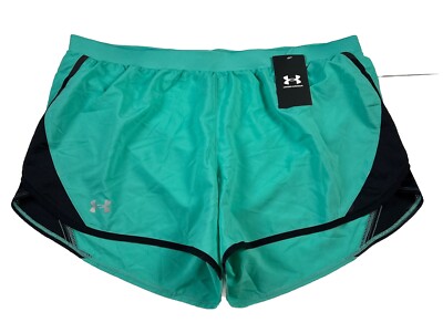 NWT Under Armour Women's Fly By 2.0 Running Shorts  Teal Green/ Black Size XL