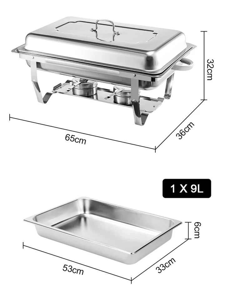 9L Chafing Dish Speisenwärmer Edelstahl Rechaud Wärmebehälter Warmhaltebehälter~ - Bild 3 von 4