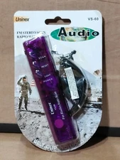 NOS UNINEX VS-60 AUDIO FM SCAN RADIO W/ LIGHT & EAR BUDS & BELT CLIP NEW 